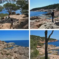 Disfrutando del camí de ronda en Tamariu, con vistas al mar azul y la costa rocosa. Un paseo con perro por senderos naturales.