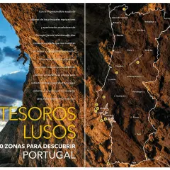 Una escaladora desafía una pared rocosa en Portugal, destacando la riqueza de la escalada en el país.