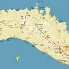 Mapa de Menorca con rutas ciclistas señalizadas. El carril bici de Menorca te lleva a descubrir la isla.