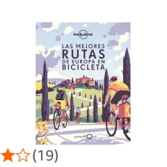 Ilustración de un libro sobre las mejores rutas de **viajes en bicicleta por Europa**, con ciclistas pedaleando por un paisaje toscano.